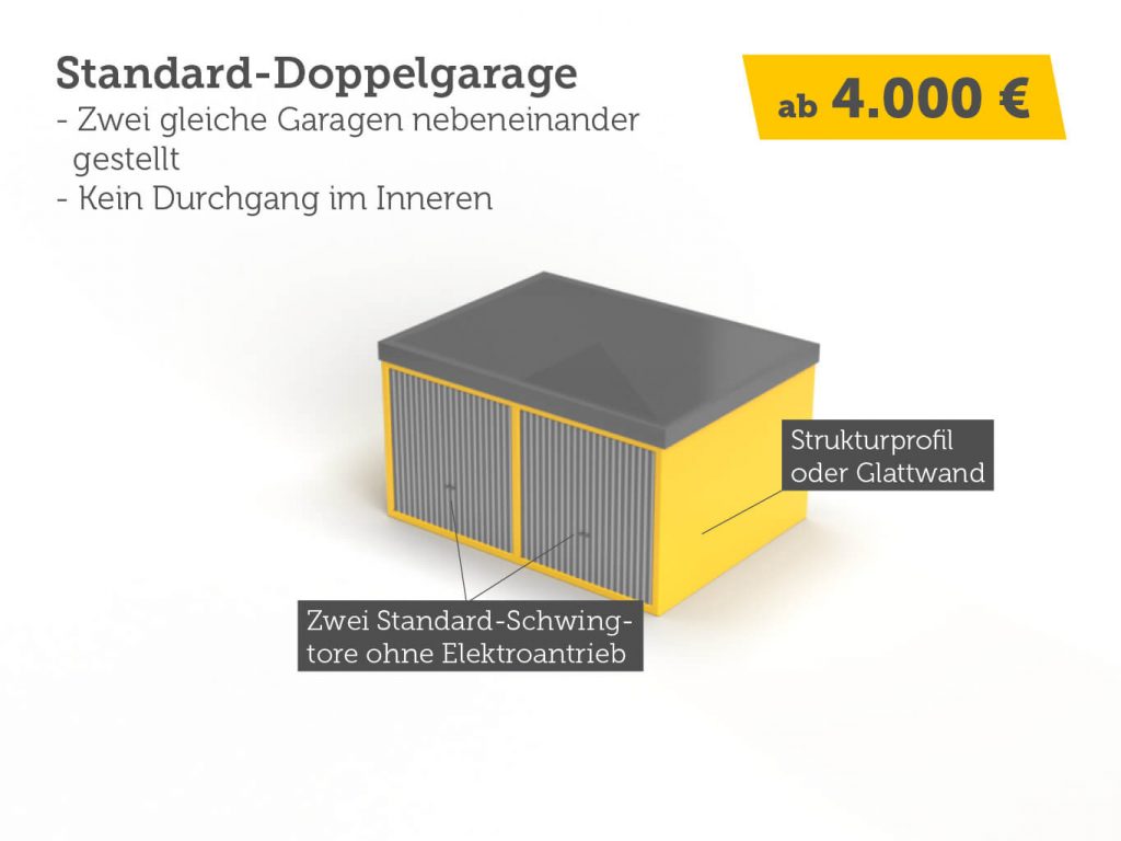 Doppelgarage aus Stahl ohne Durchgang